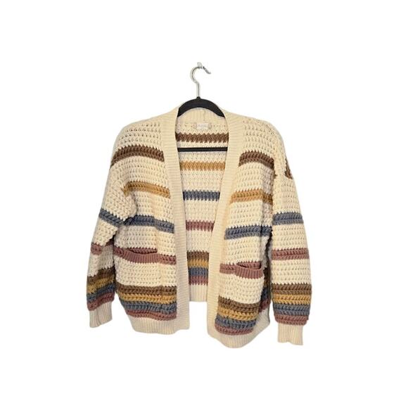 Altar'd State Sweaters - Altar'd State Womens Striped Cardigan Sweater Size S/M Cream Pockets Bohemian